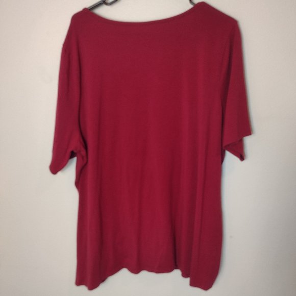 Belle Kim Gravel Women's Tulip-Hem Short Sleeve T-Shirt Americana Red Size XXL - Picture 3 of 5